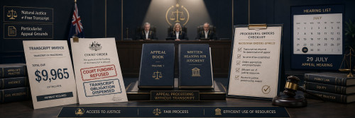 Court Rejects “Natural Justice” Argument but Lets Appellant Proceed Without Transcript