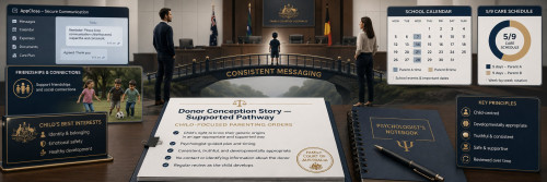 Donor Conception, Identity and Parenting Orders: Court Keeps 5/9 Care, Rejects Equal Time, and Builds a Psychological Scaffold Around the Child’s Conception Story
